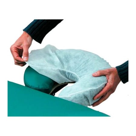 Fabrication Enterprises Crescent-Shaped Face Rest Covers For Massage Table, White, Bag of 50 15-3737-50